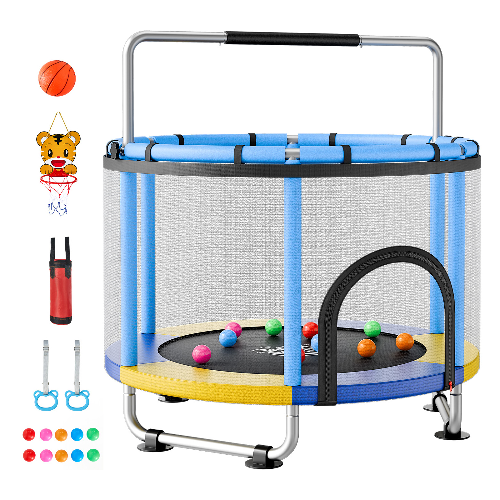 60" Trampoline For Kids, 5 FT Toddler Mini Trampoline